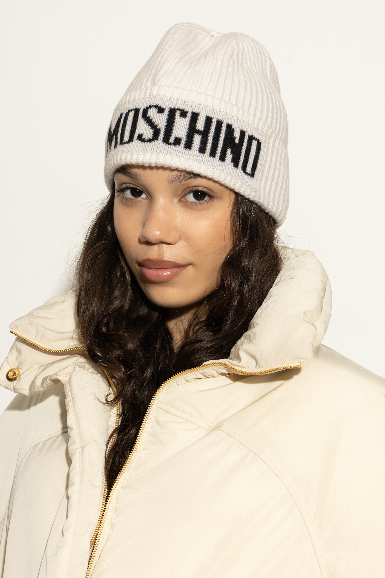 Cream Cap with logo Moschino - Vitkac GB